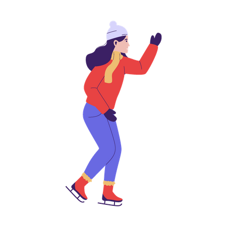 Woman enjoying ice skating  Illustration