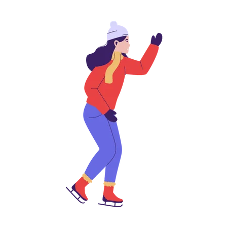 Woman enjoying ice skating  Illustration