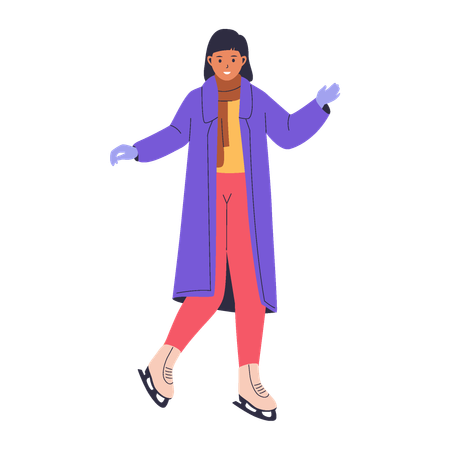 Woman enjoying ice skating  Illustration