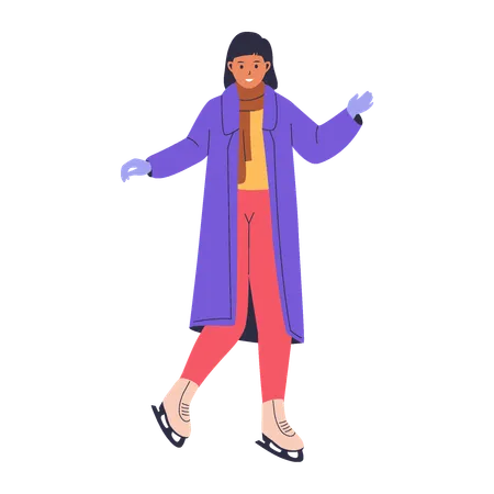 Woman enjoying ice skating  Illustration