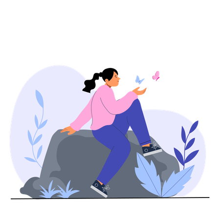 Woman enjoying in nature  Illustration