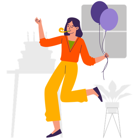 Woman Enjoying in Party Night  Illustration