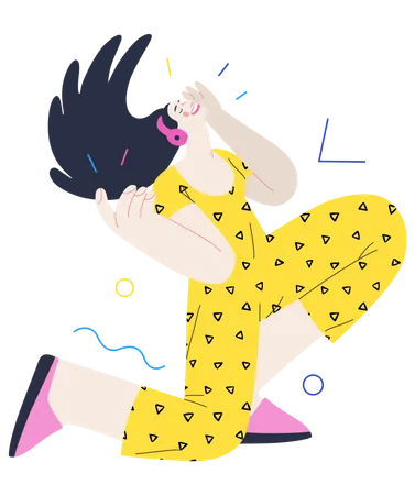 Woman enjoying music  Illustration