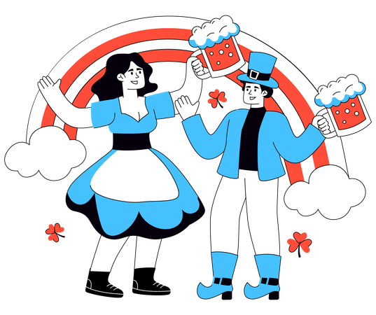 Woman enjoying Patrick Festival Illustration