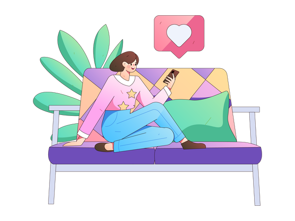 Woman enjoying remote work  Illustration