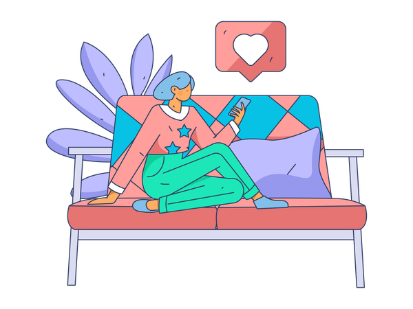 Woman enjoying remote work  Illustration