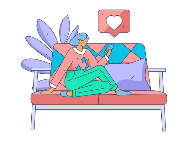 Woman enjoying remote work  Illustration