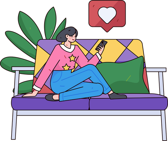 Woman enjoying remote work  Illustration