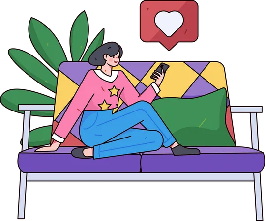 Woman enjoying remote work  Illustration