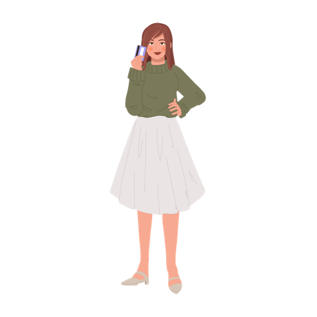 Woman enjoying sale season with credit card  Illustration