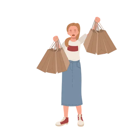 Woman enjoying shopping  Illustration