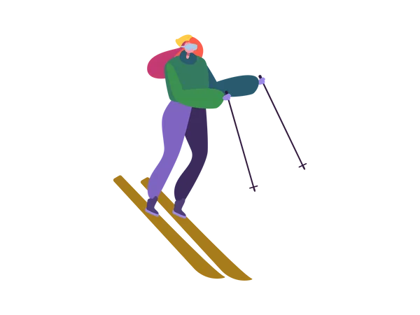 Woman enjoying ski ride  Illustration