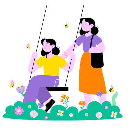 Woman enjoying spring season  Illustration