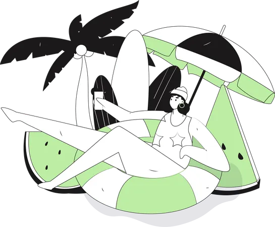 Woman enjoying summer holiday  Illustration