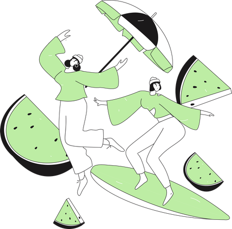 Woman enjoying summer trip  Illustration