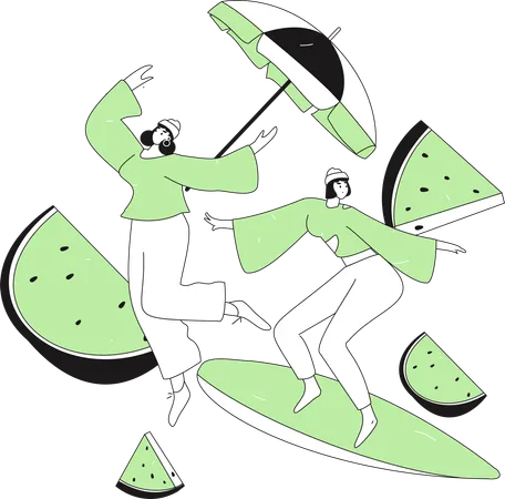 Woman enjoying summer trip  Illustration