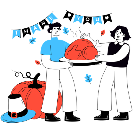 Woman enjoying Thanksgiving day  Illustration