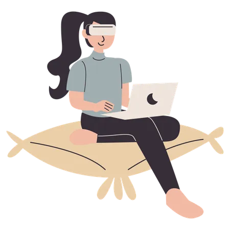 Woman enjoying virtual reality  Illustration