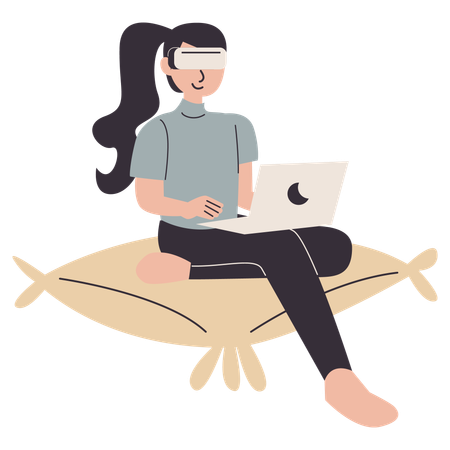 Woman enjoying virtual reality  Illustration