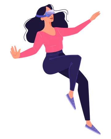 Woman enjoying virtual reality technology  Illustration