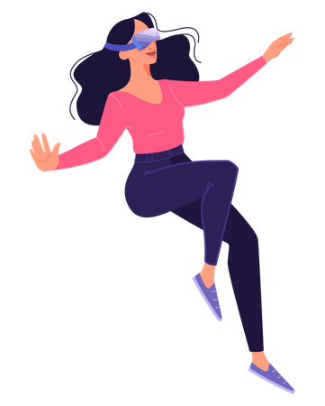 Woman enjoying virtual reality technology  Illustration