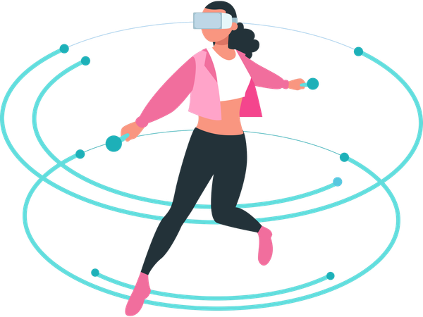 Woman enjoying vr world  Illustration