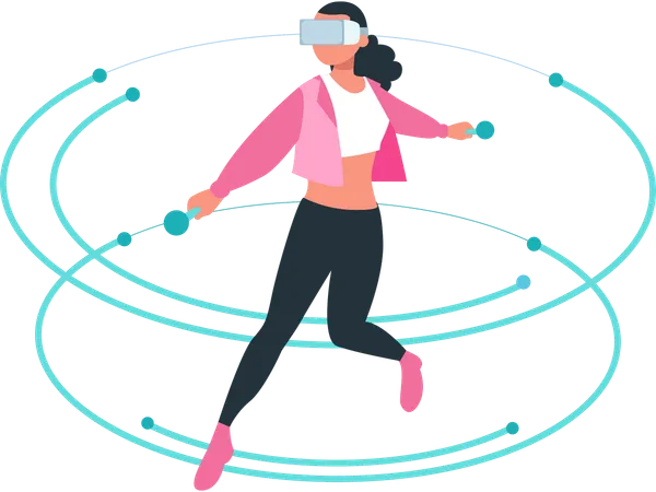 Woman enjoying vr world  Illustration