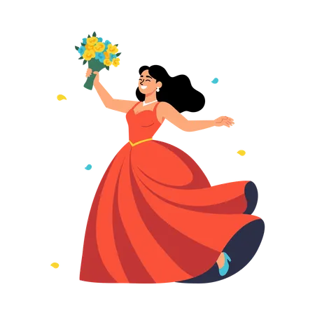 WoMan enjoying Wedding Celebration  Illustration