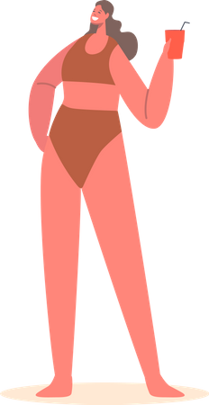 Woman enjoying wine at beach  Illustration