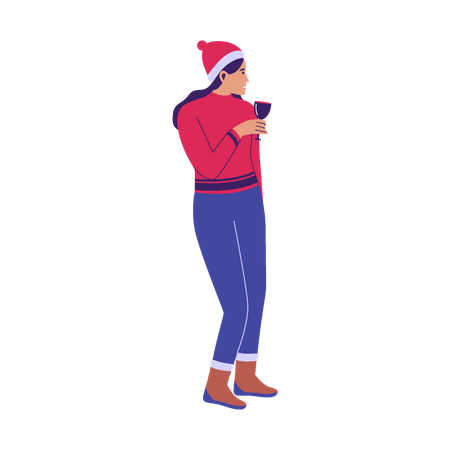 Woman enjoying wine  Illustration