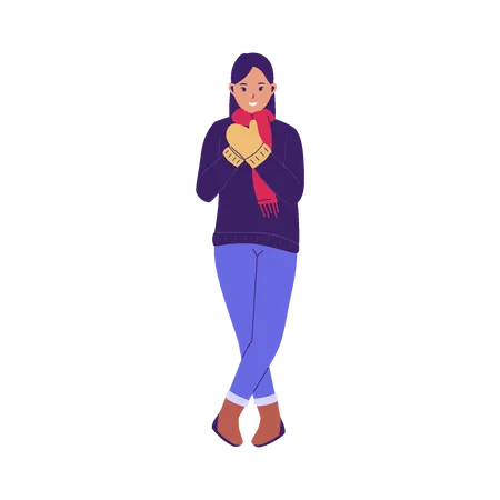 Woman People In Winter Clothes W Inter People Collection Flat Design Illustration 일러스트레이션
