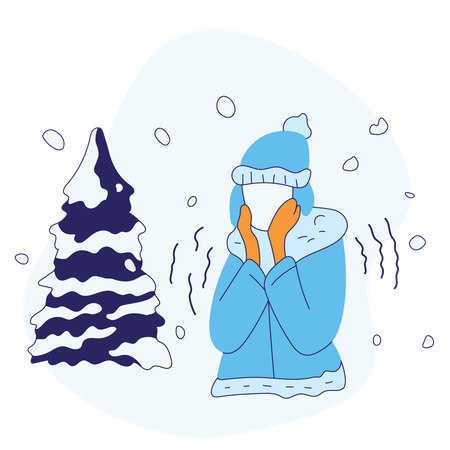 Woman Enjoying winter season  Illustration