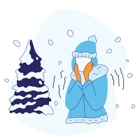 Woman Enjoying winter season  Illustration