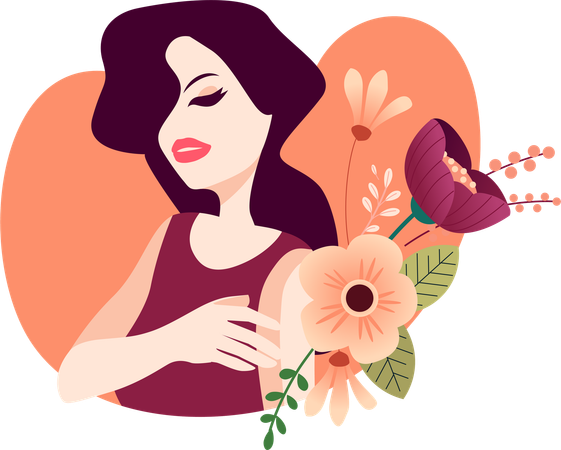 Woman enjoys beauty care  Illustration