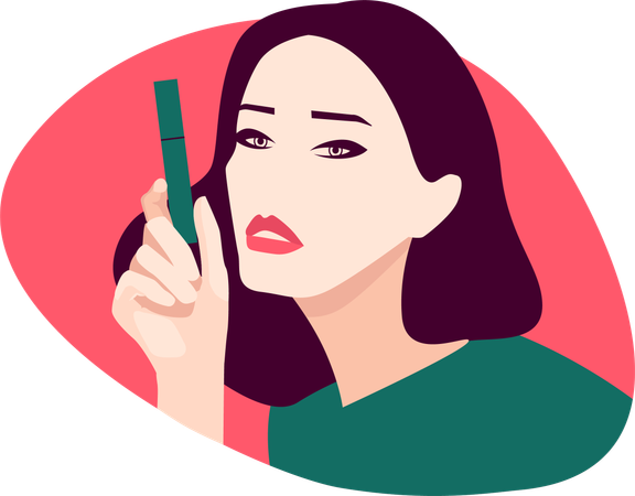 Woman enjoys doing makeup  Illustration
