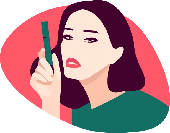 Woman enjoys doing makeup  Illustration