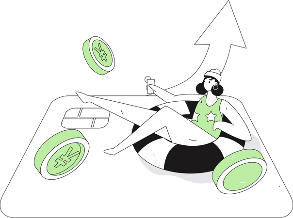 Woman enjoys extra benefits of credit card  Illustration