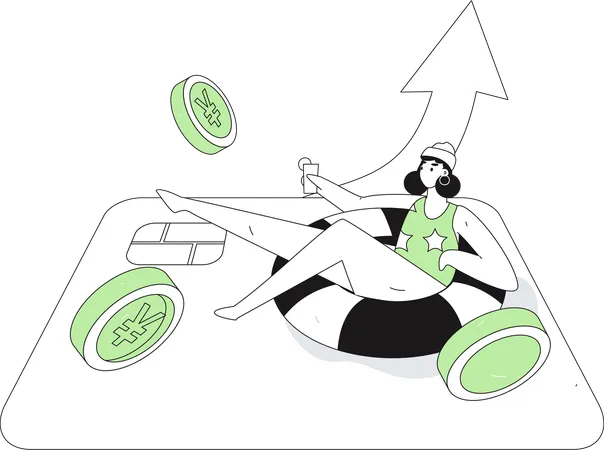 Woman enjoys extra benefits of credit card  Illustration
