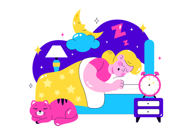 Woman enjoys Restful Sleep  Illustration