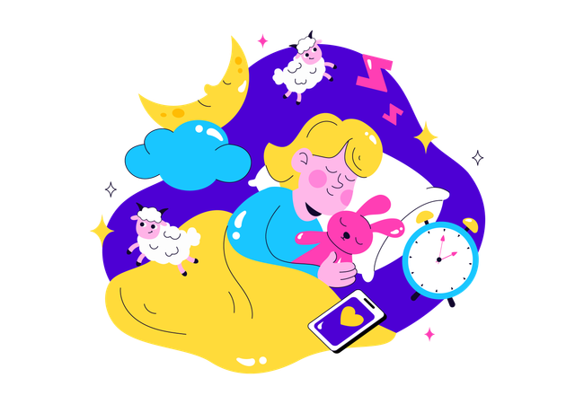 Woman enjoys Restful Sleep  Illustration