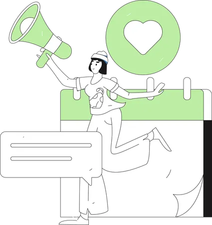 Woman enjoys shopping declaration  Illustration