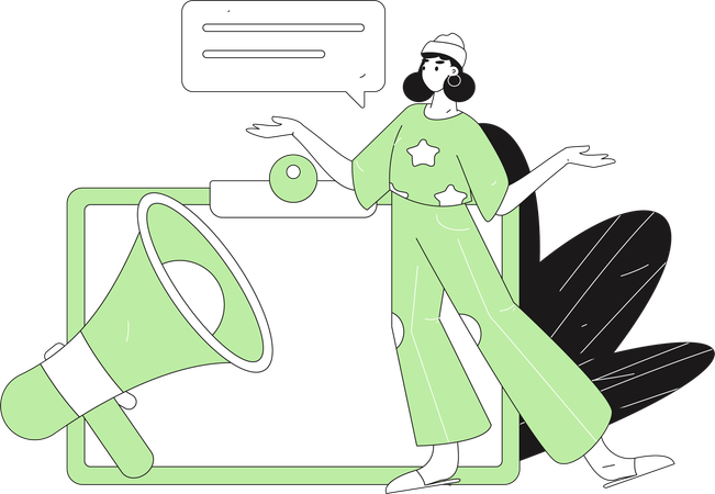 Woman enjoys shopping online  Illustration