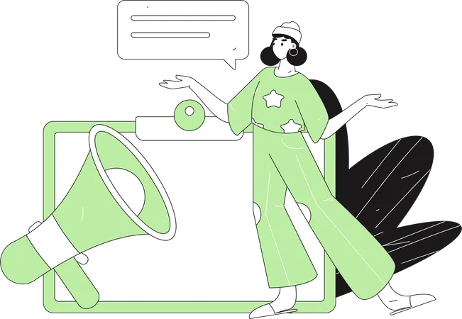 Woman enjoys shopping online  Illustration