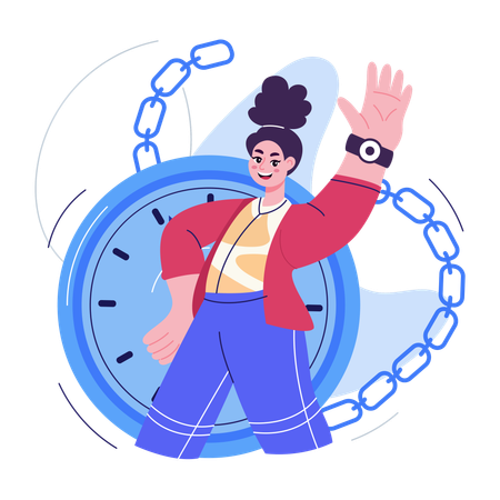 時間の自由を楽しむ女性  イラスト