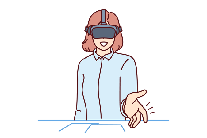 Woman enjoys vr technology  Illustration