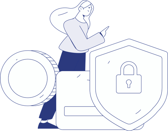 Woman ensures card security safety  Illustration