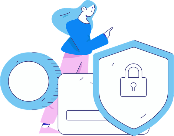 Woman ensures card security safety  Illustration