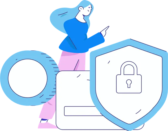 Woman ensures card security safety  Illustration