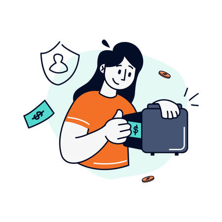 Woman ensures Financial Security  Illustration