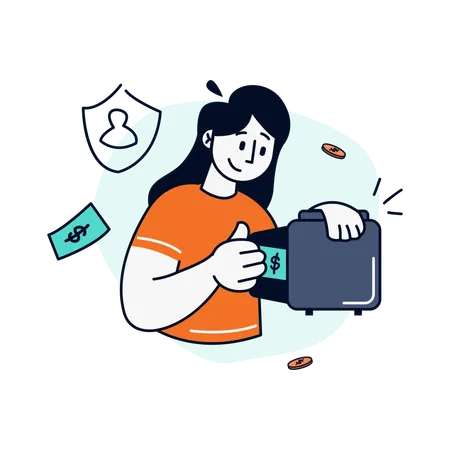 Woman ensures Financial Security  Illustration